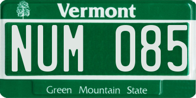 VT license plate NUM085