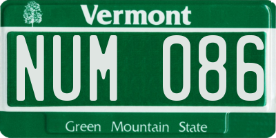 VT license plate NUM086
