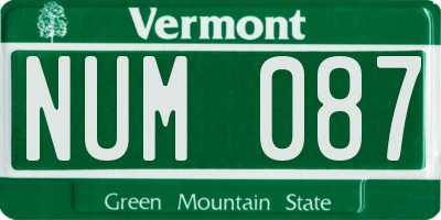 VT license plate NUM087
