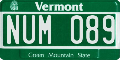 VT license plate NUM089