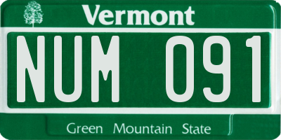 VT license plate NUM091