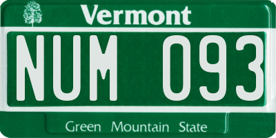 VT license plate NUM093
