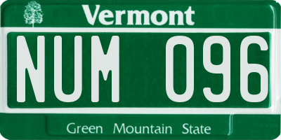 VT license plate NUM096