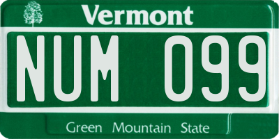 VT license plate NUM099