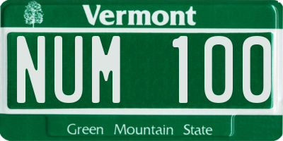 VT license plate NUM100