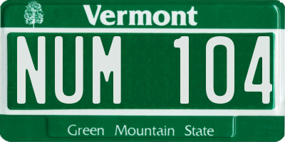 VT license plate NUM104