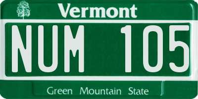 VT license plate NUM105