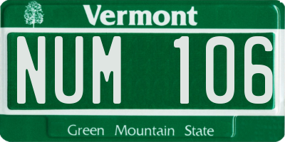 VT license plate NUM106