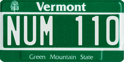 VT license plate NUM110