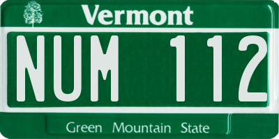 VT license plate NUM112