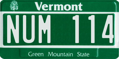 VT license plate NUM114