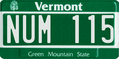 VT license plate NUM115