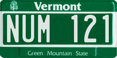 VT license plate NUM121