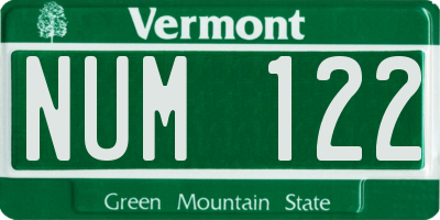 VT license plate NUM122