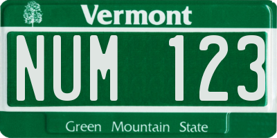 VT license plate NUM123