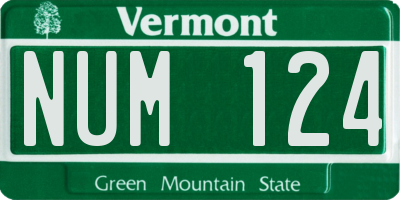 VT license plate NUM124