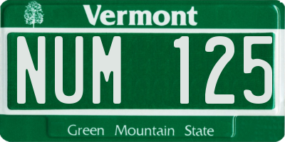 VT license plate NUM125