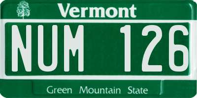 VT license plate NUM126