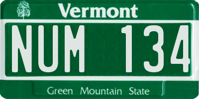VT license plate NUM134