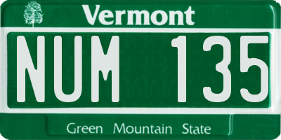 VT license plate NUM135