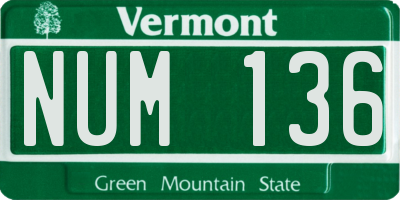 VT license plate NUM136
