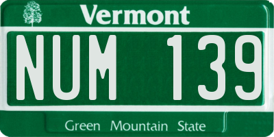 VT license plate NUM139