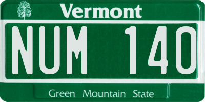 VT license plate NUM140