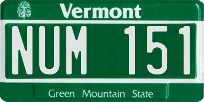 VT license plate NUM151