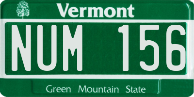 VT license plate NUM156