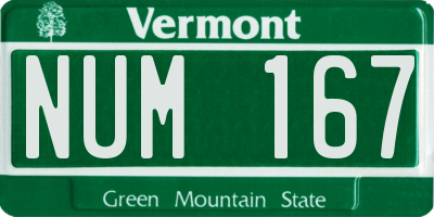 VT license plate NUM167