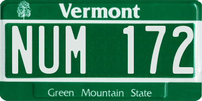 VT license plate NUM172
