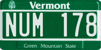 VT license plate NUM178