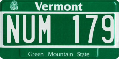 VT license plate NUM179