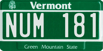 VT license plate NUM181