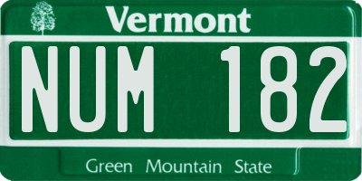 VT license plate NUM182