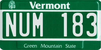 VT license plate NUM183