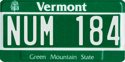 VT license plate NUM184