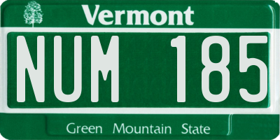 VT license plate NUM185
