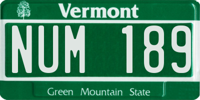 VT license plate NUM189