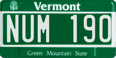 VT license plate NUM190