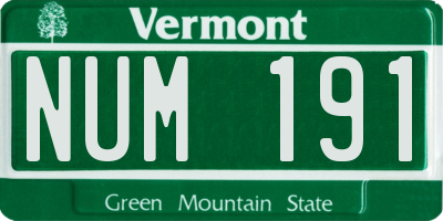 VT license plate NUM191