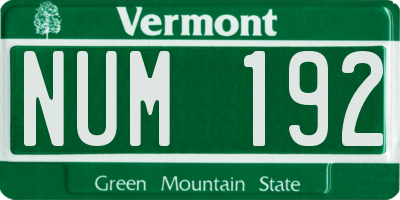VT license plate NUM192