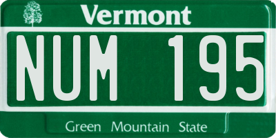 VT license plate NUM195
