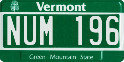 VT license plate NUM196