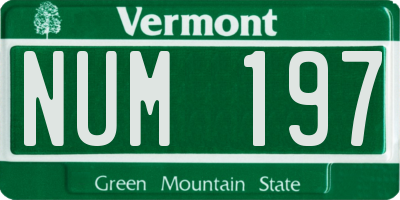 VT license plate NUM197