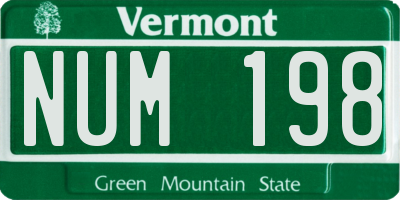 VT license plate NUM198
