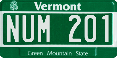 VT license plate NUM201