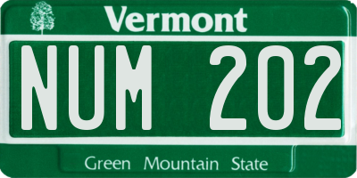 VT license plate NUM202