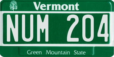 VT license plate NUM204