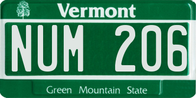 VT license plate NUM206